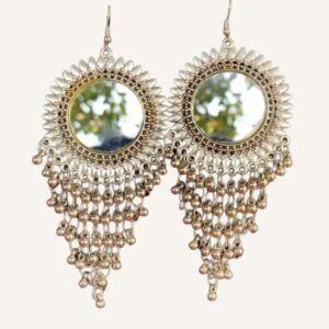 Trendy Oxidised Silver Circle Earrings for Office, Party, Wedding