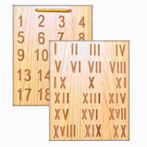 Wooden Alphabet Tracing Board for Kids – Reversible, Educational, Non-Toxic (Number & Roman Counting 1-20)