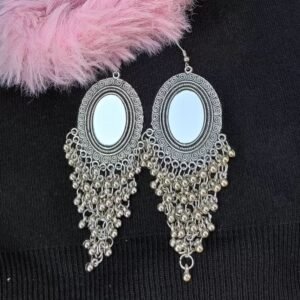 Oxidised Silver Oval Earring for Women & Girls