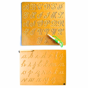 Wooden Tracing Board for Cursive English Letter with Dummy Pencil Combo – Educational Writing Toy for Kids (Made in India)
