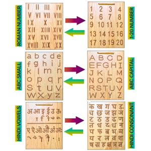 Wooden Alphabet Tracing Board for Kids – Reversible, Educational, Non-Toxic (Combo Of 6 Educational Slate)