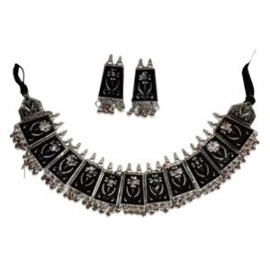 Oxidised Silver, Alloy Silver, Black Jewel Set (Pack of 1)