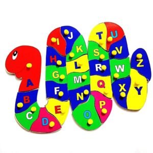 ABC Snake Wooden Alphabet Puzzle Board with Knobs – Colorful Educational Toy for Toddlers 2+ (Made in India)