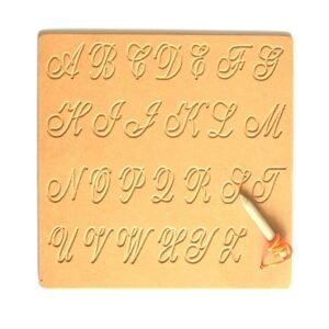 Wooden Tracing Board for Capital Cursive English Letter with Dummy Pencil – Educational Writing Toy for Kids (Made in India)