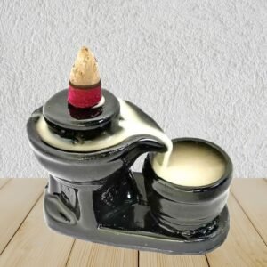 Shivaling Smoke Fountain Incense Holder with 10 Free Cones – Polyresin Waterfall Showpiece (Multicolor, 8x9x10 cm)