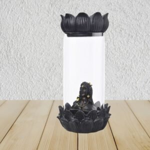 Ceramic Shiva Backflow Smoke Fountain Incense Burner with 10 Cones – Lord Shiva Dhoop Holder for Meditation & Home Decor (Black)