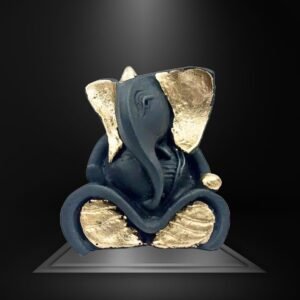 Ganesha Idol Showpiece for Home Decor & Car Dashboard – Golden Black Decorative Ganesh Statue (3.5″)