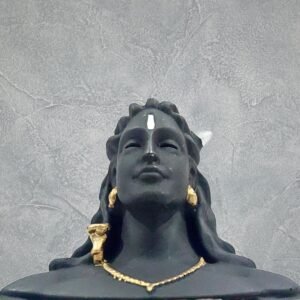 Adiyogi Lord Shiva Statue with Rudraksh Mala – Resin Idol for Car Dashboard, Home Decor & Pooja – Mahadev Murti Gift for Shivratri & Office Decor (Matte Black)