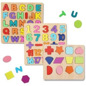 Wooden Learning Board: Alphabet, Numbers & Shapes Puzzle Toys