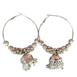 Trendy Oxidised Silver Jhumka Earring Set for Weddings & Parties