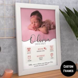 Personalised New Born baby Photo Frame with Birth Details