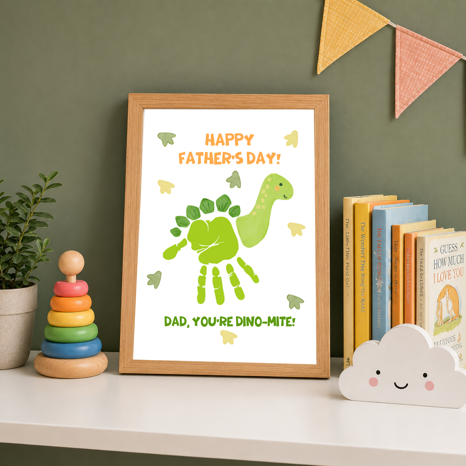 Personalized Father's Day Dino Handprint Art