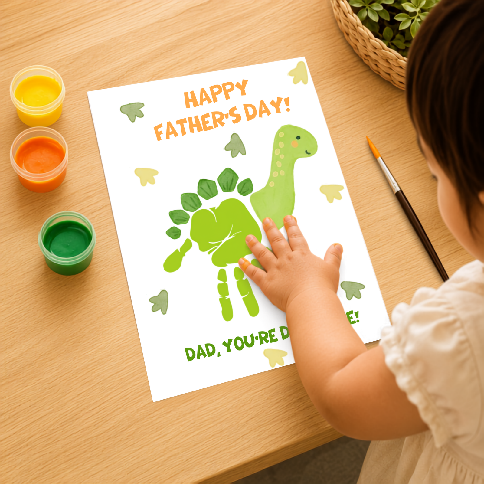 Personalized Father's Day Dino Handprint Art