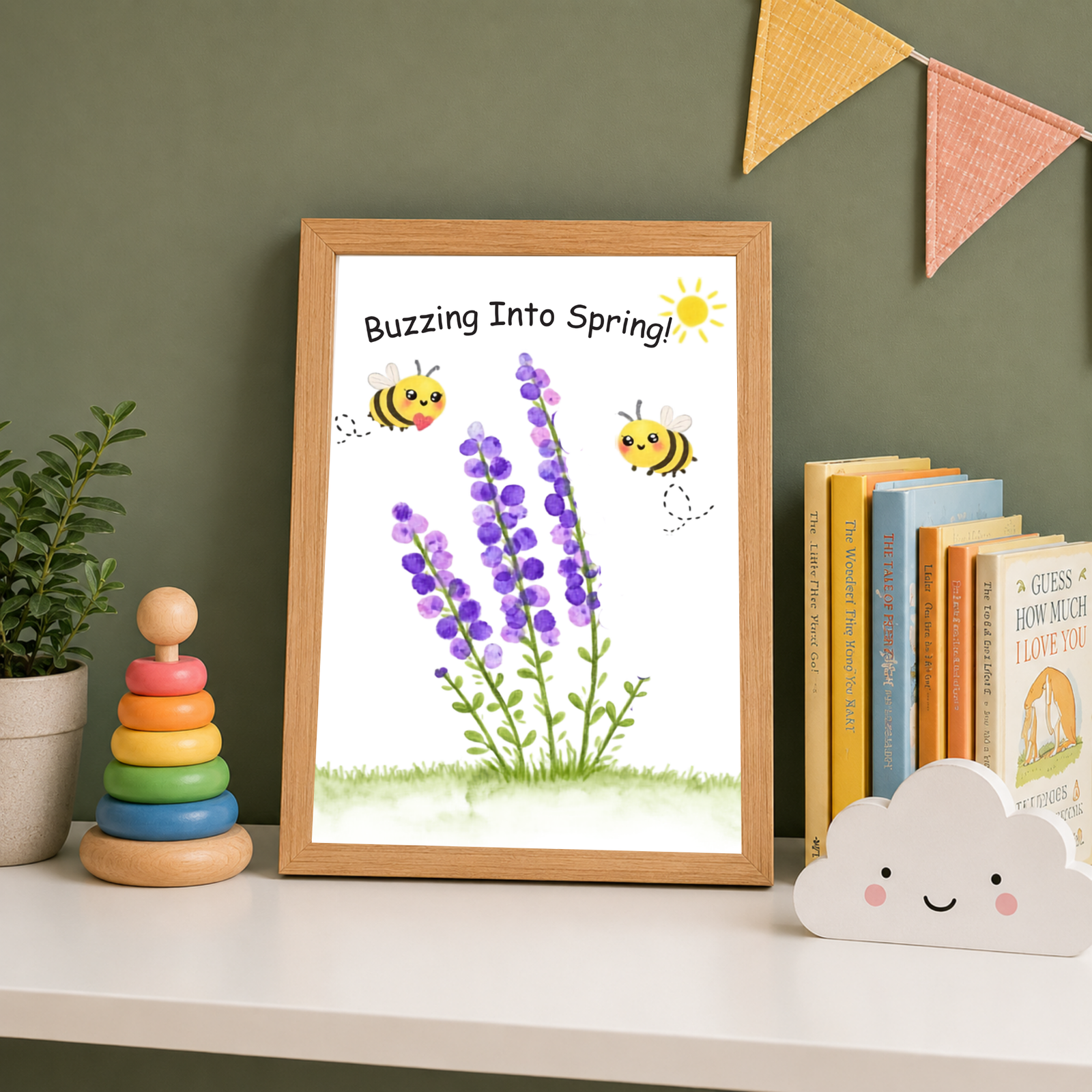Personalized Buzzing into Spring Thumbprint Art