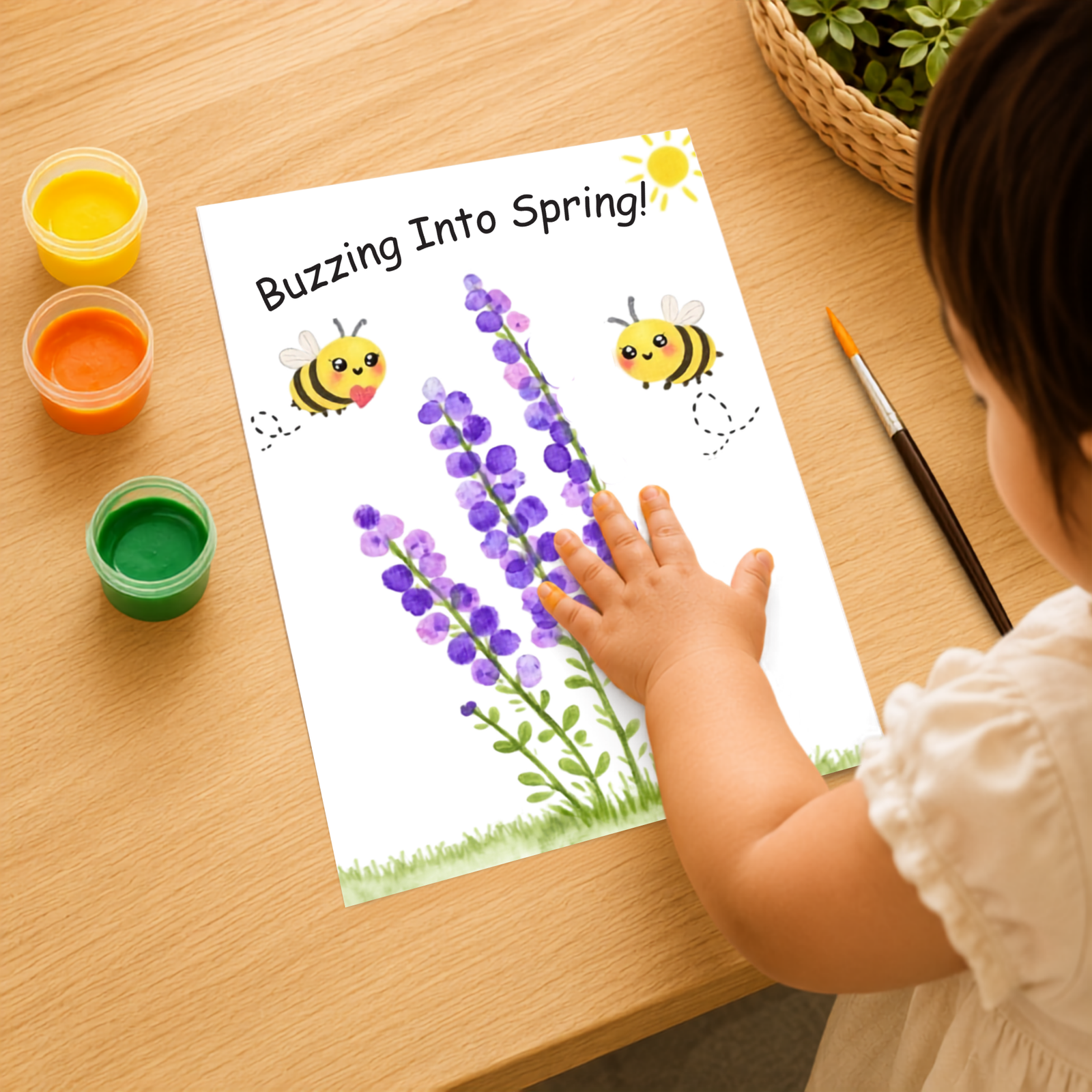 Personalized Buzzing into Spring Thumbprint Art