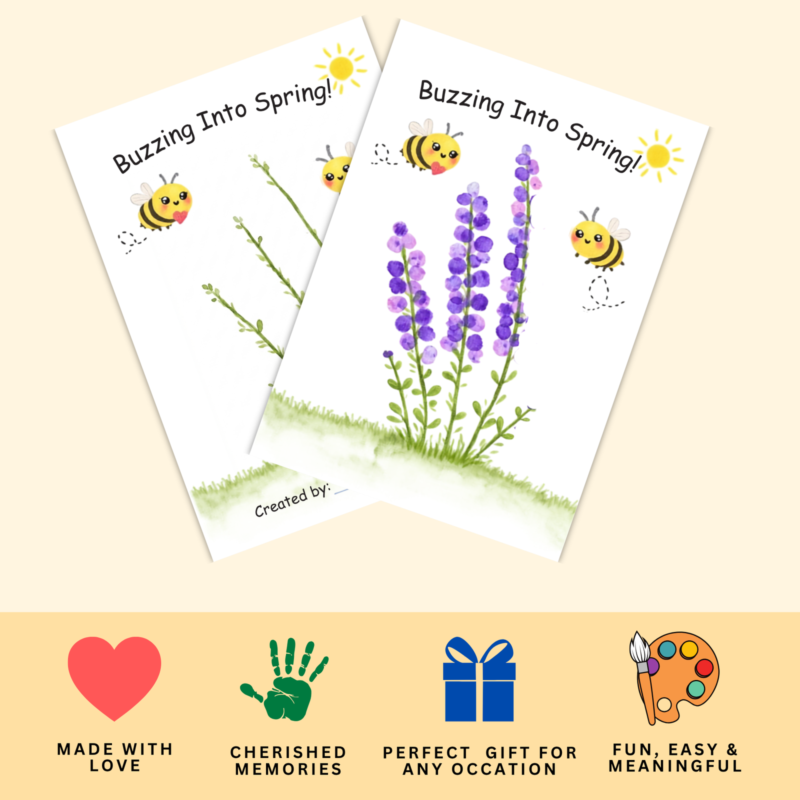 Personalized Buzzing into Spring Thumbprint Art