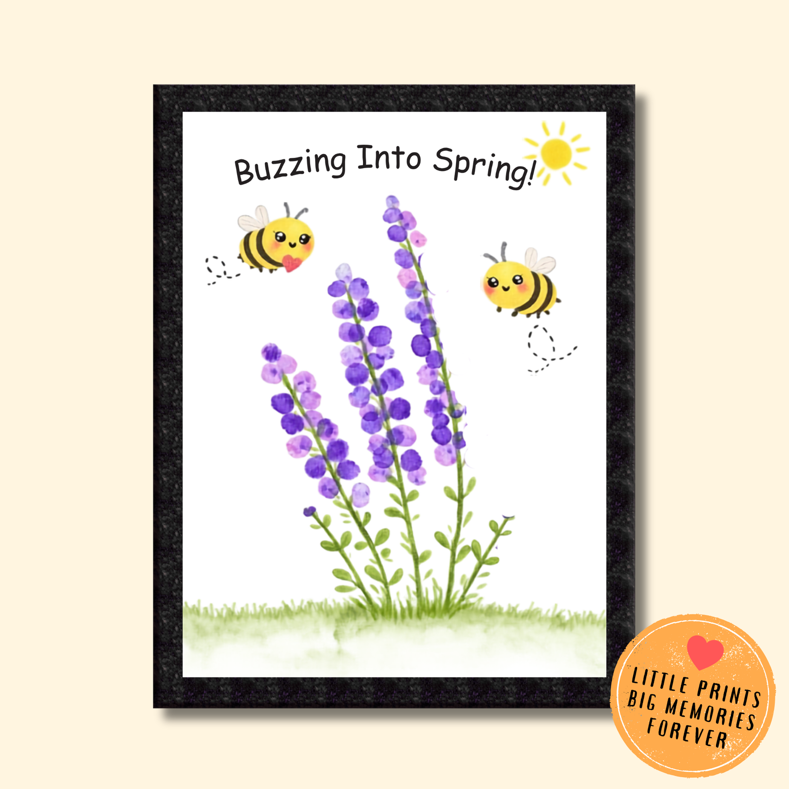 Personalized Buzzing into Spring Thumbprint Art