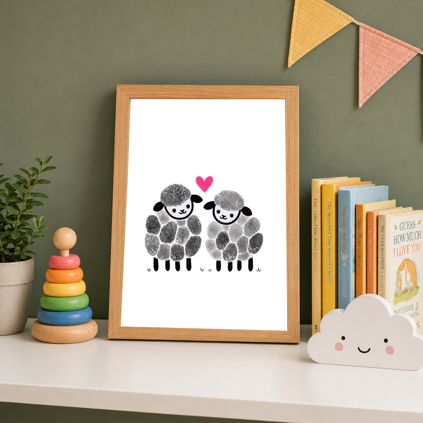 Personalized Sheep In Love Thumbprint Art