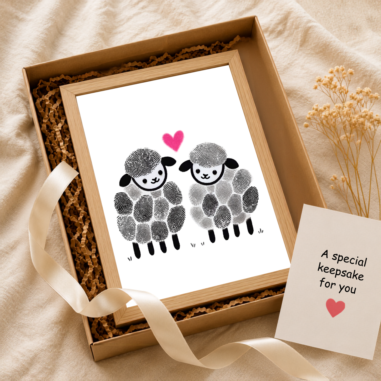 Personalized Sheep In Love Thumbprint Art