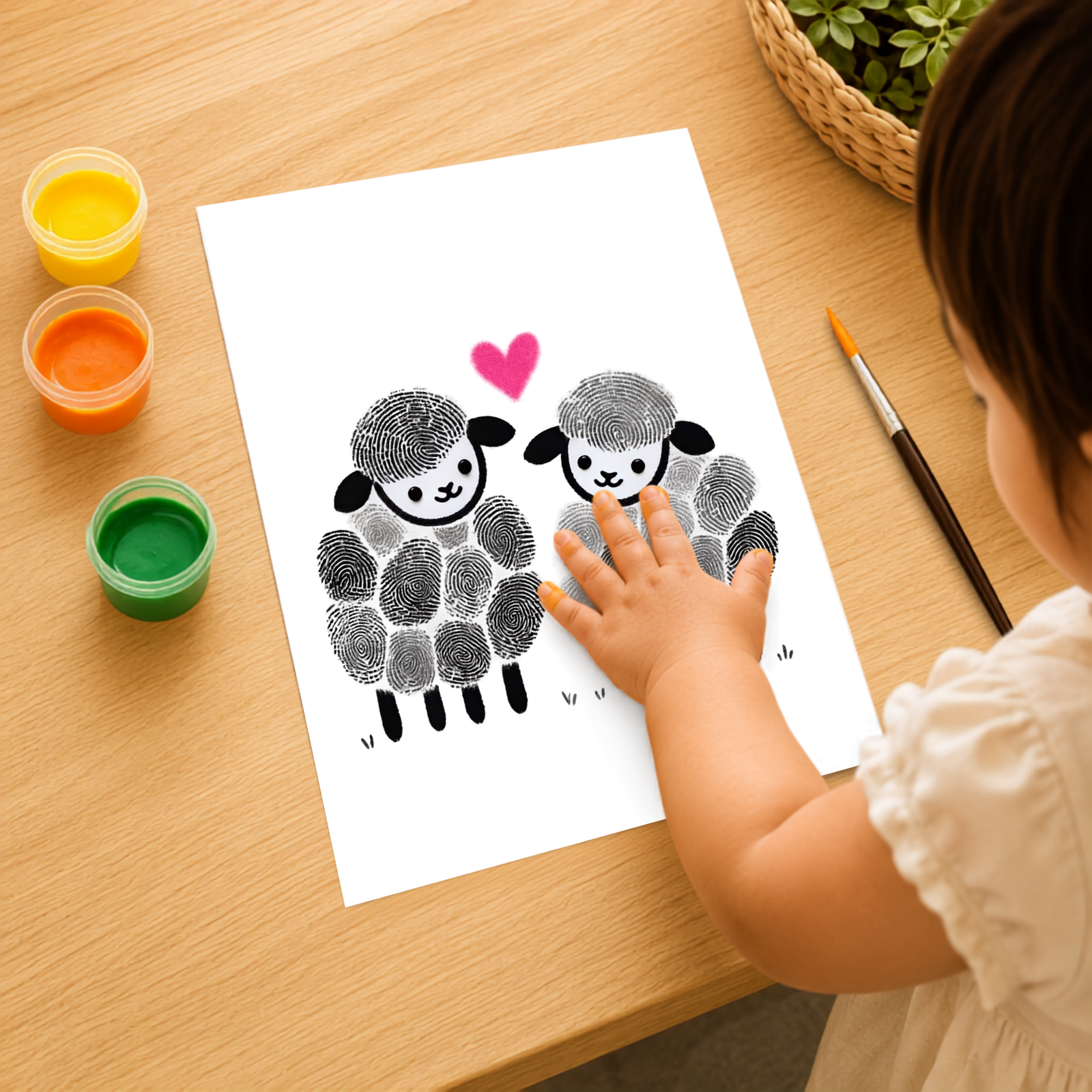 Personalized Sheep In Love Thumbprint Art