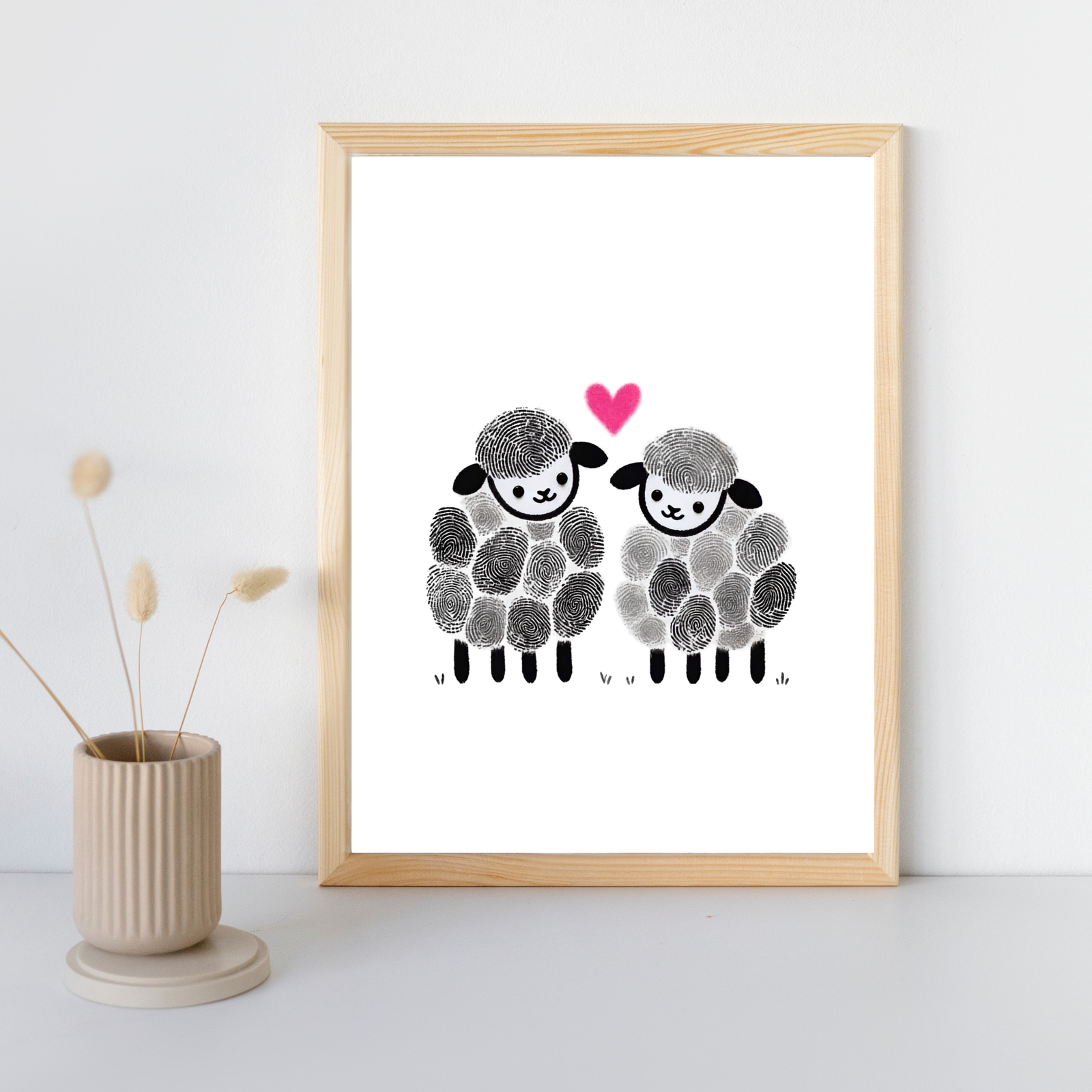 Personalized Sheep In Love Thumbprint Art