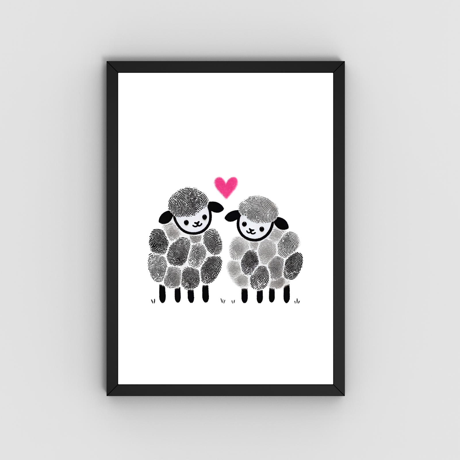 Personalized Sheep In Love Thumbprint Art
