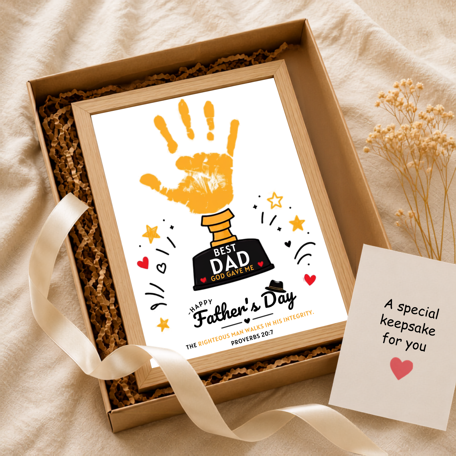 Personalized Dad's Trophy Gift Handprint Art