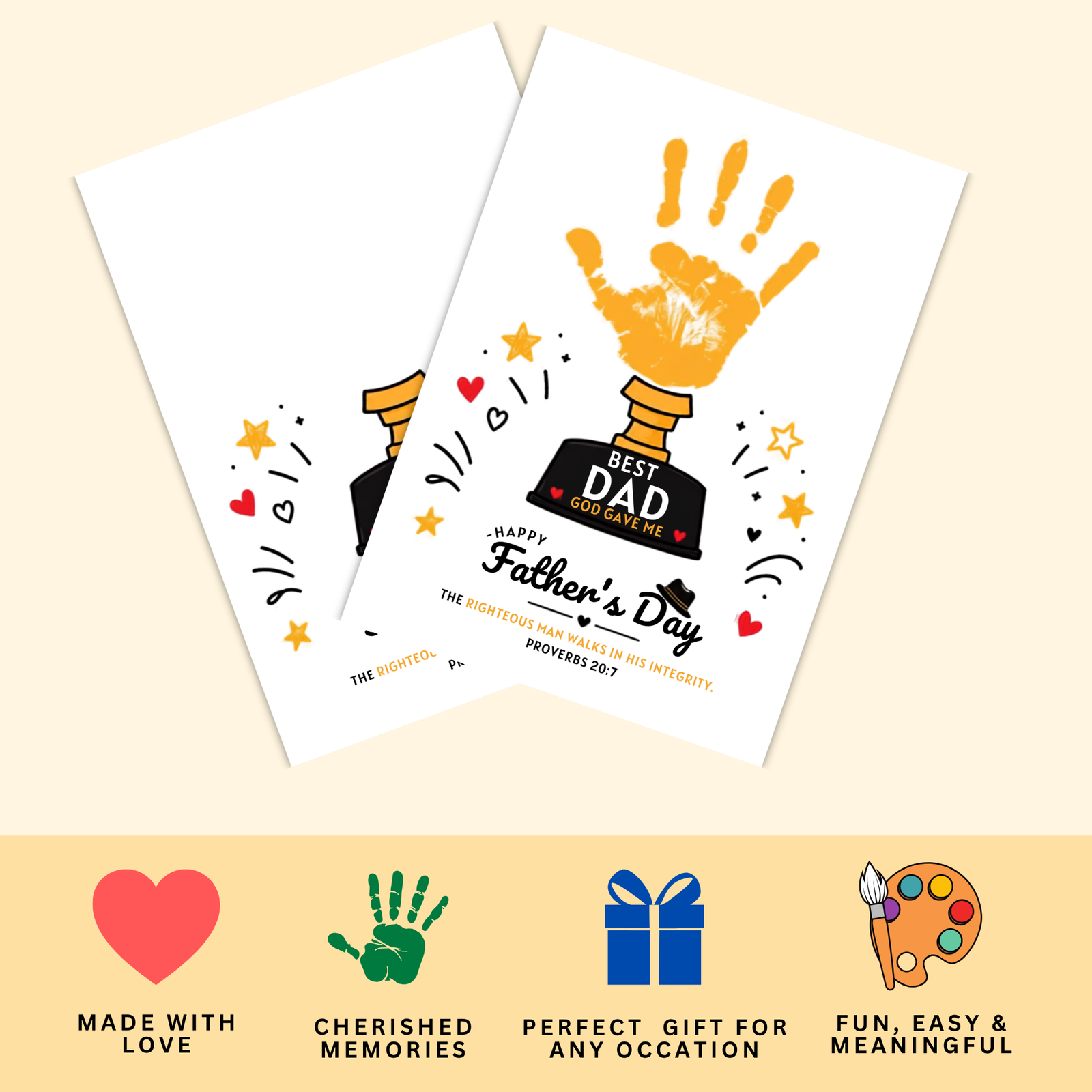 Personalized Dad's Trophy Gift Handprint Art
