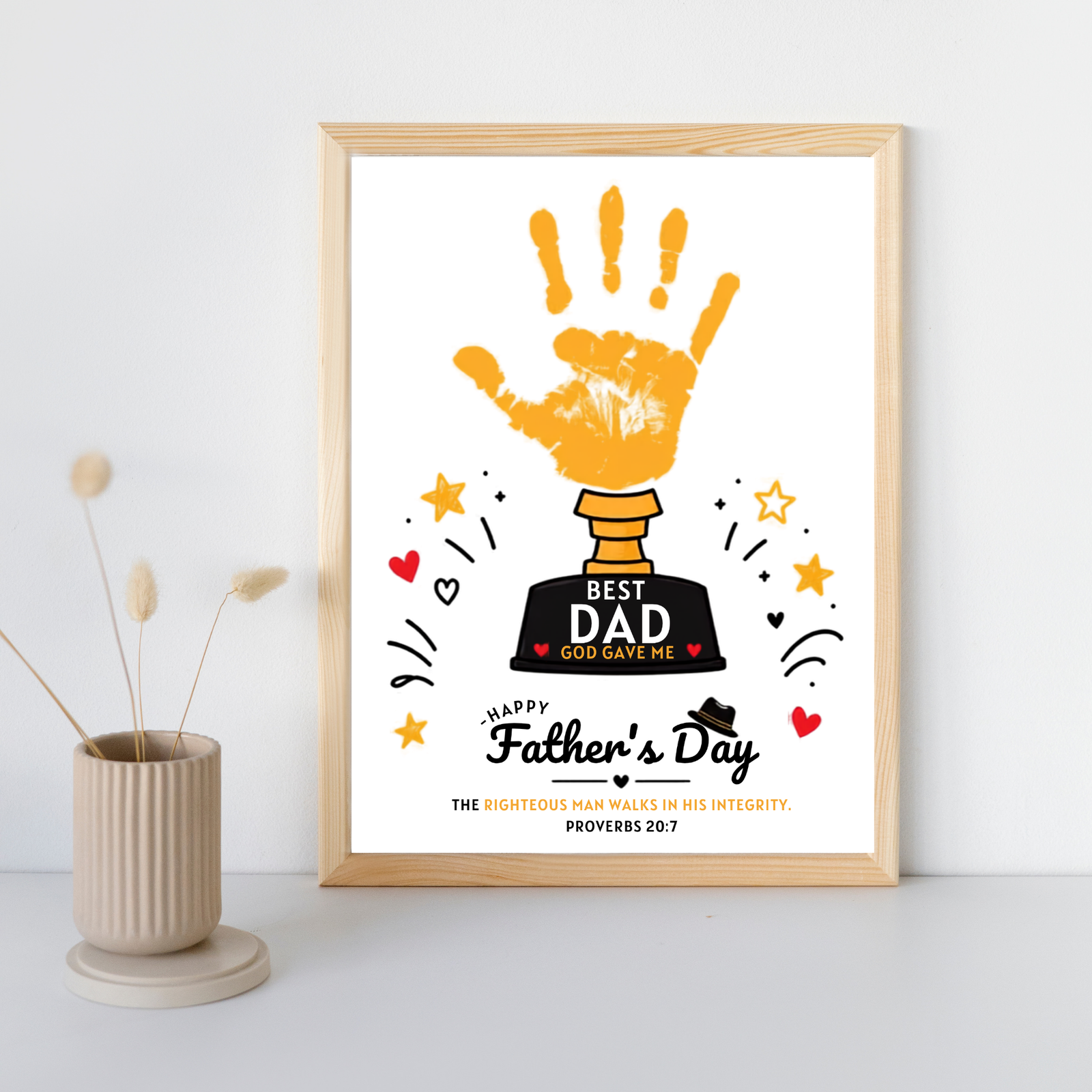 Personalized Dad's Trophy Gift Handprint Art