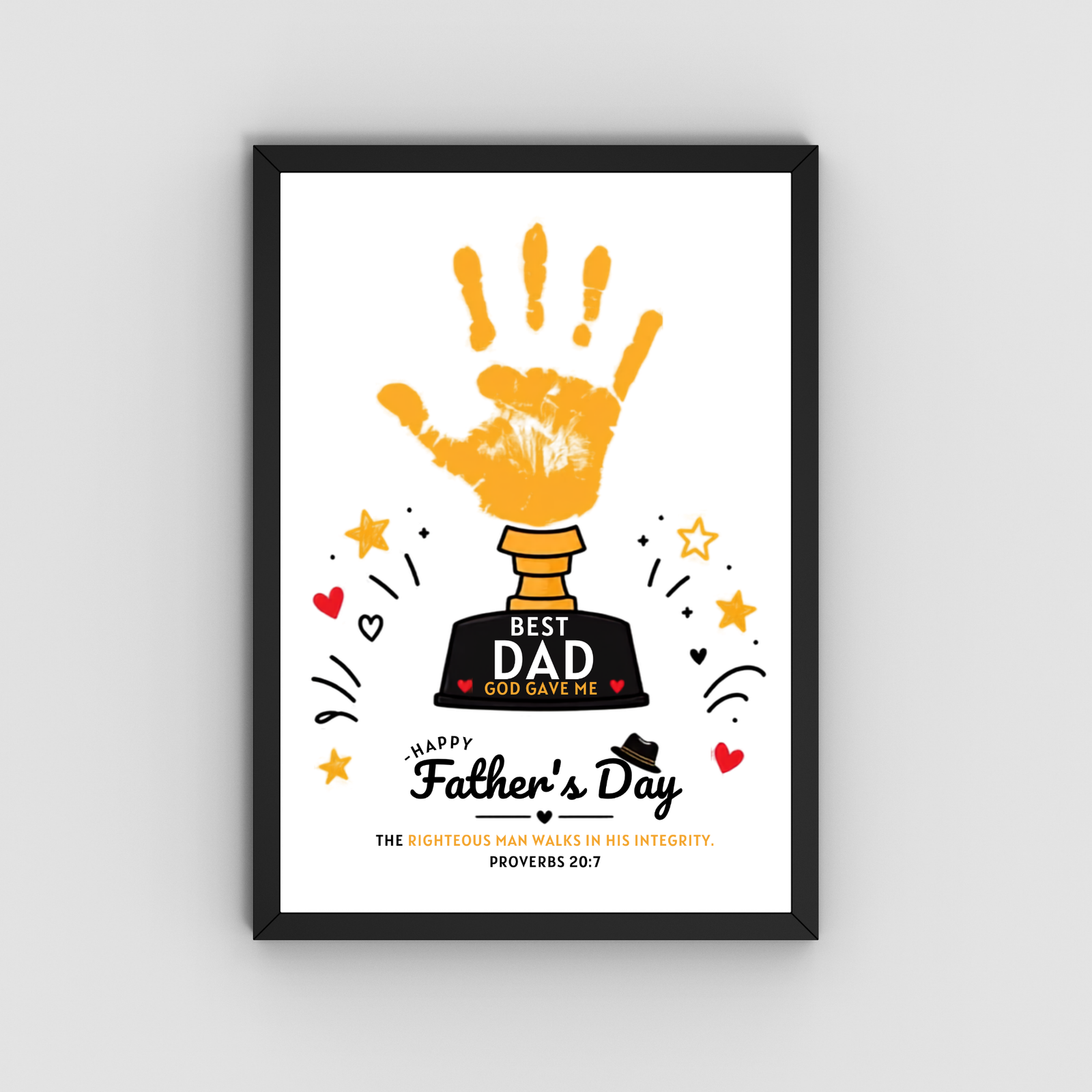 Personalized Dad's Trophy Gift Handprint Art
