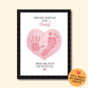 Personalized Pink Heart Dad’s Gift Hand & Foot print Art