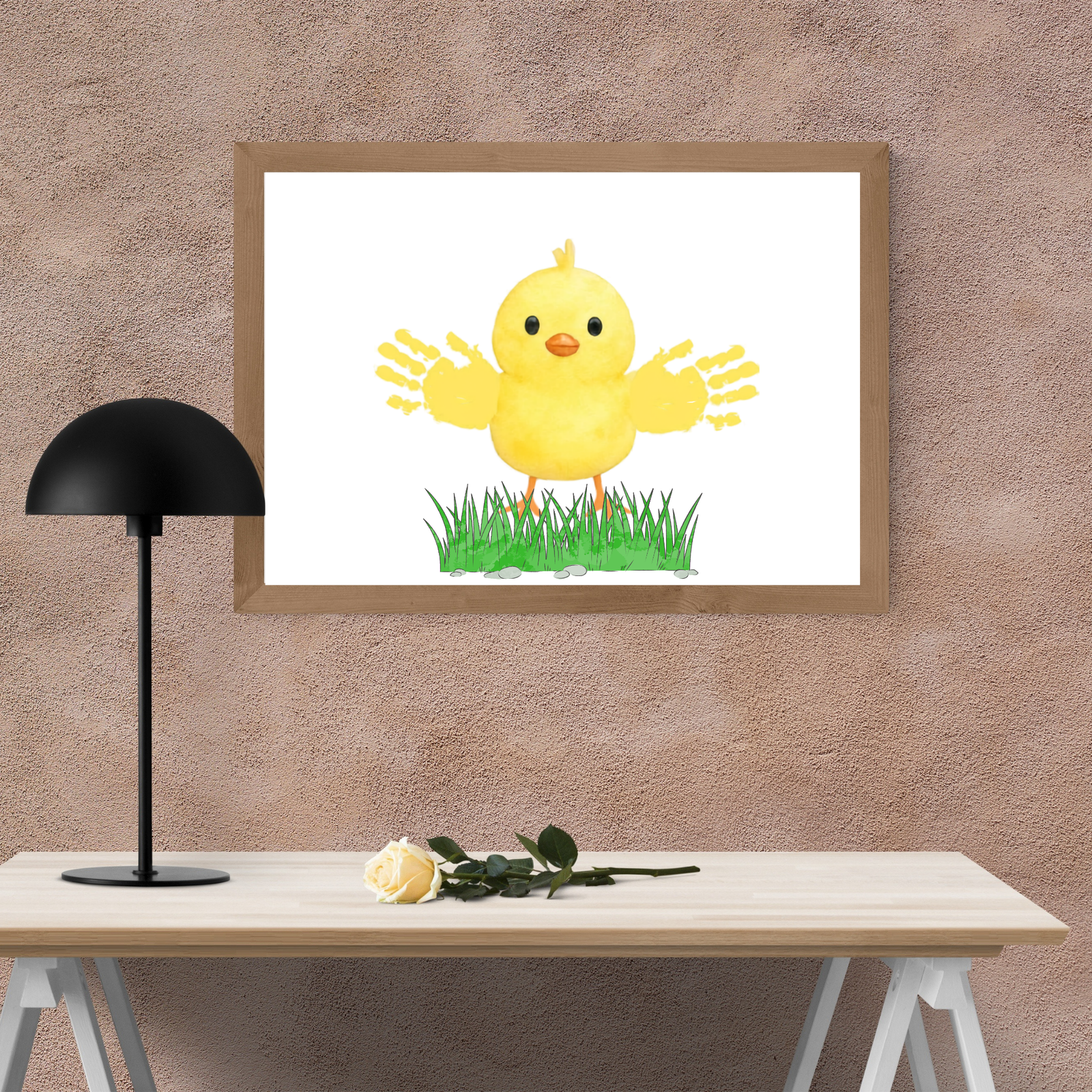 Personalized Dancing Chick Handprint Art