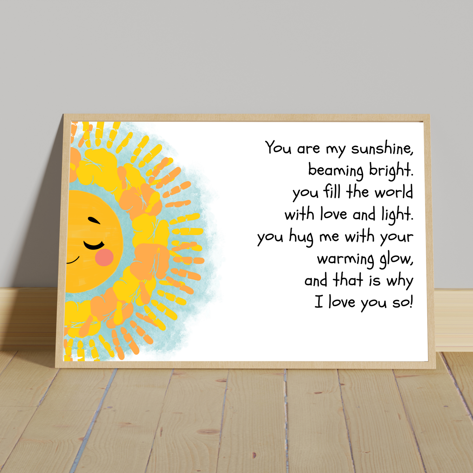 Personalized Blushing Sunshine Handprint Art