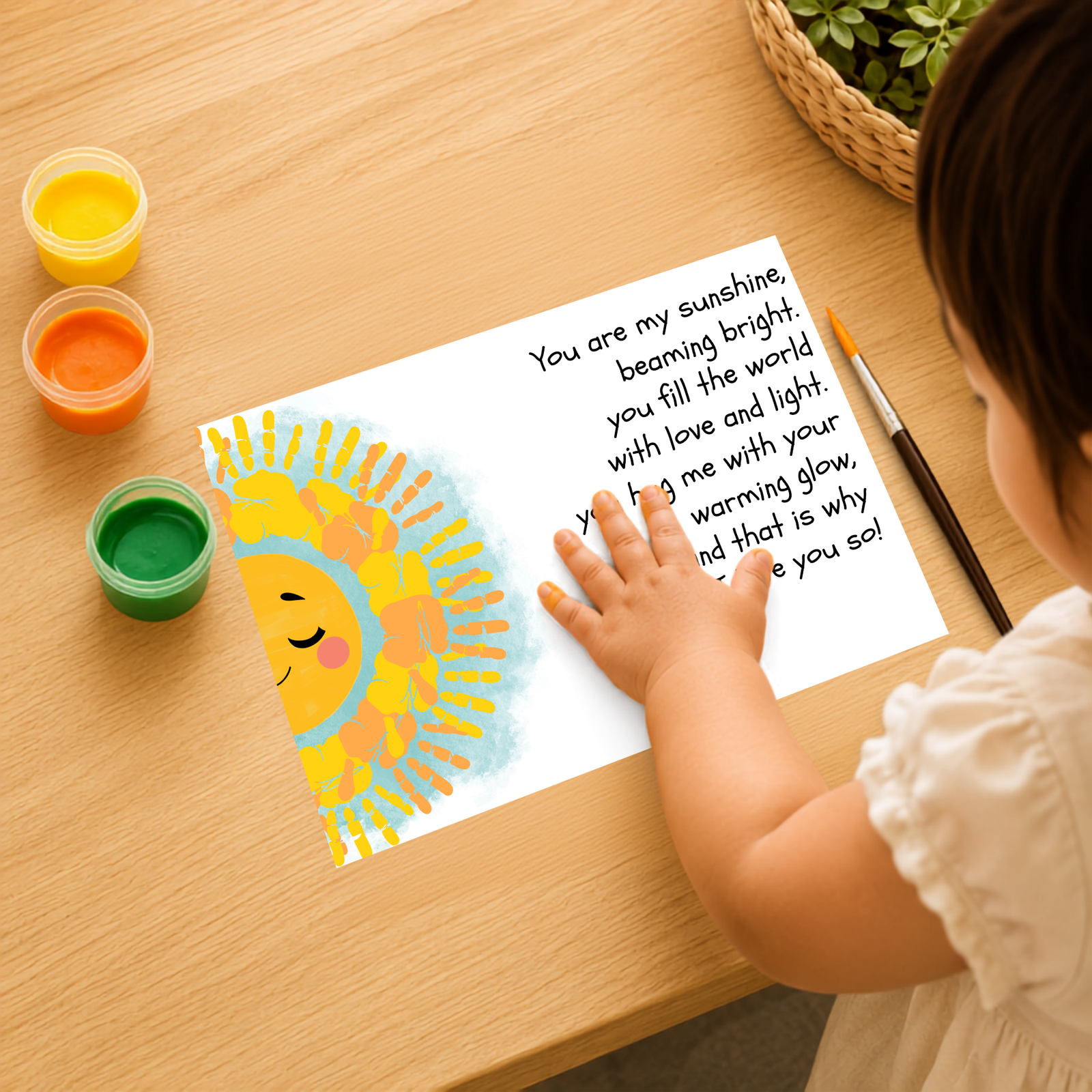 Personalized Blushing Sunshine Handprint Art