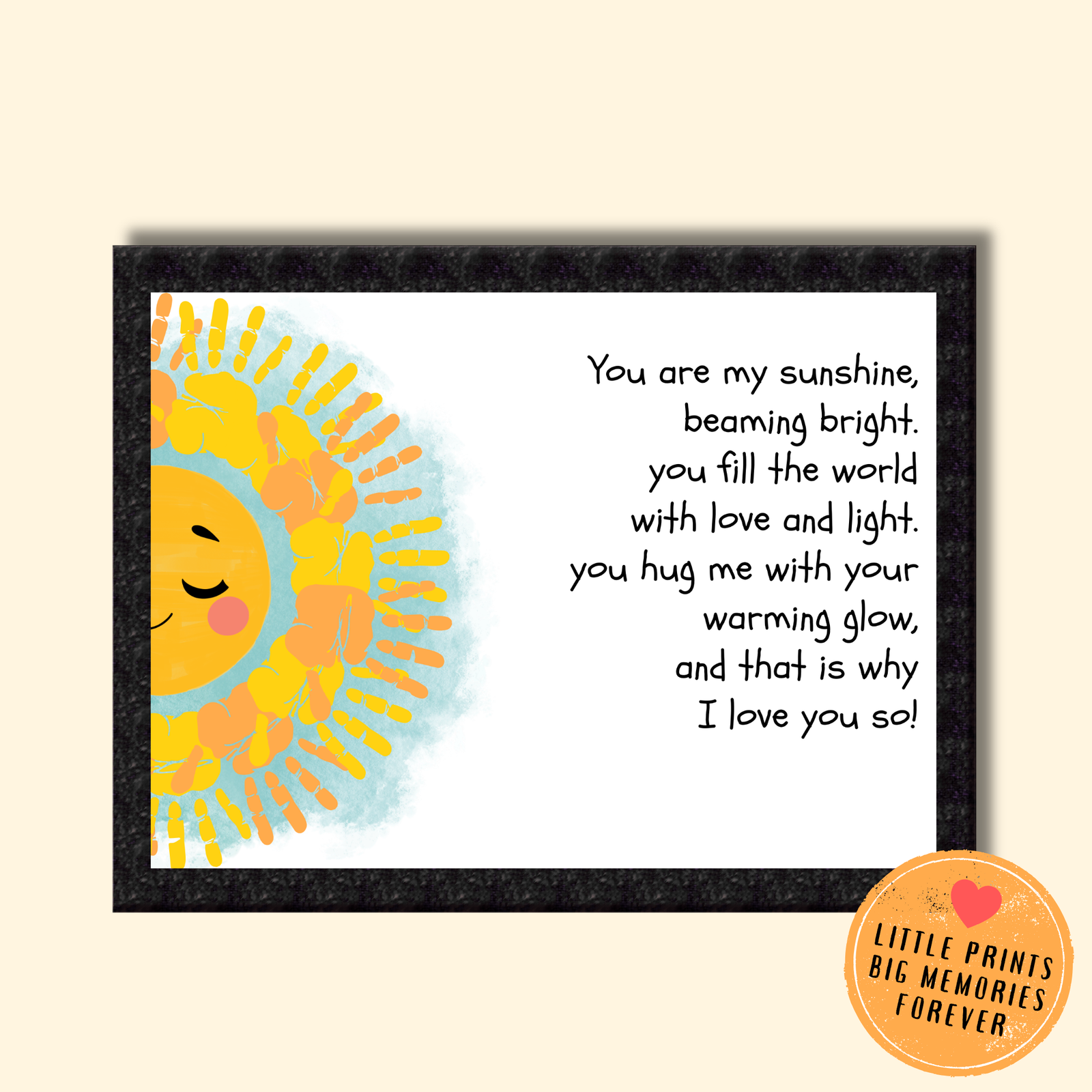 Personalized Blushing Sunshine Handprint Art