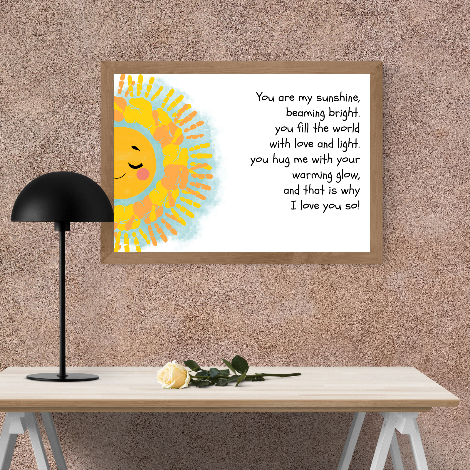 Personalized Blushing Sunshine Handprint Art