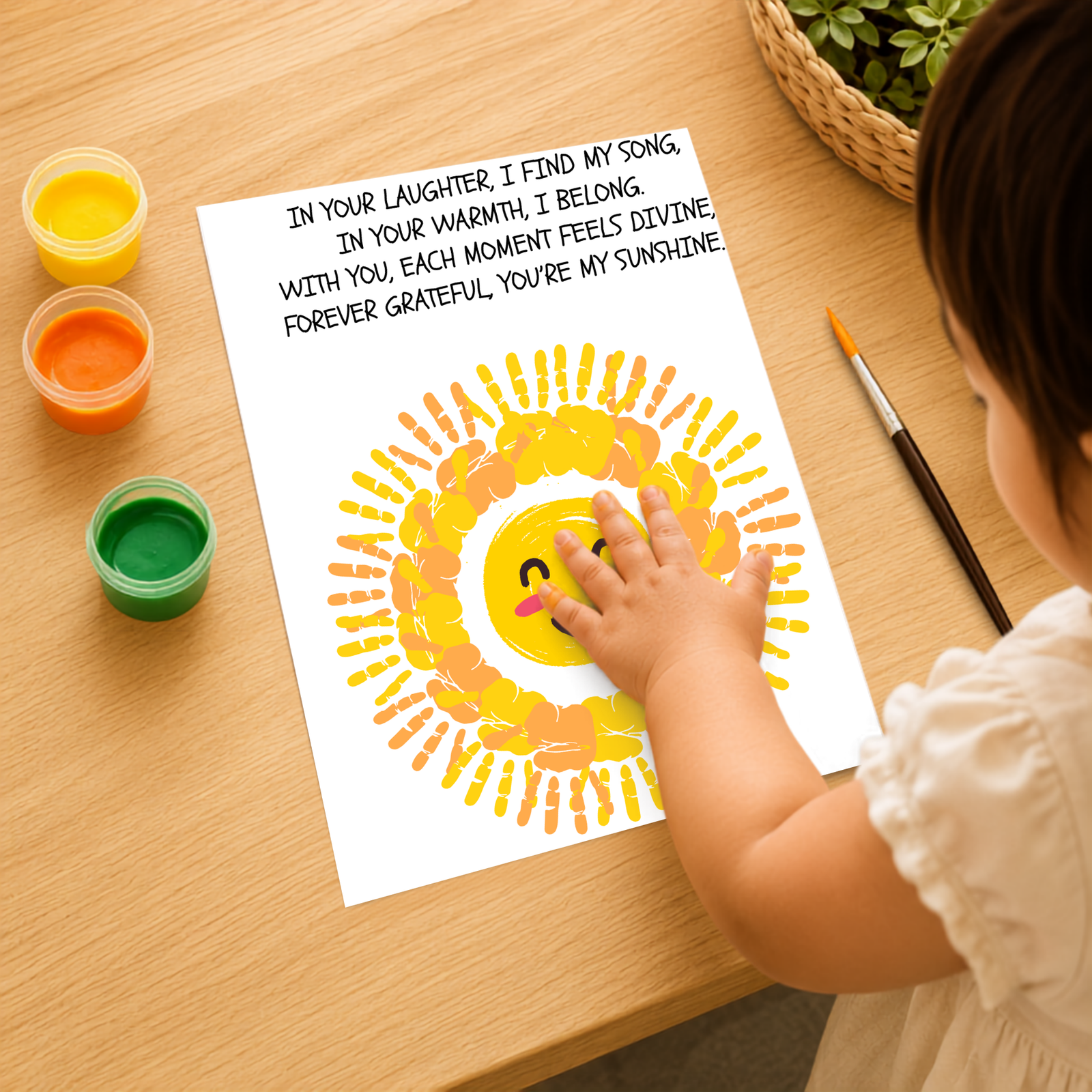 Personalized Blushing Sunshine Handprint Art