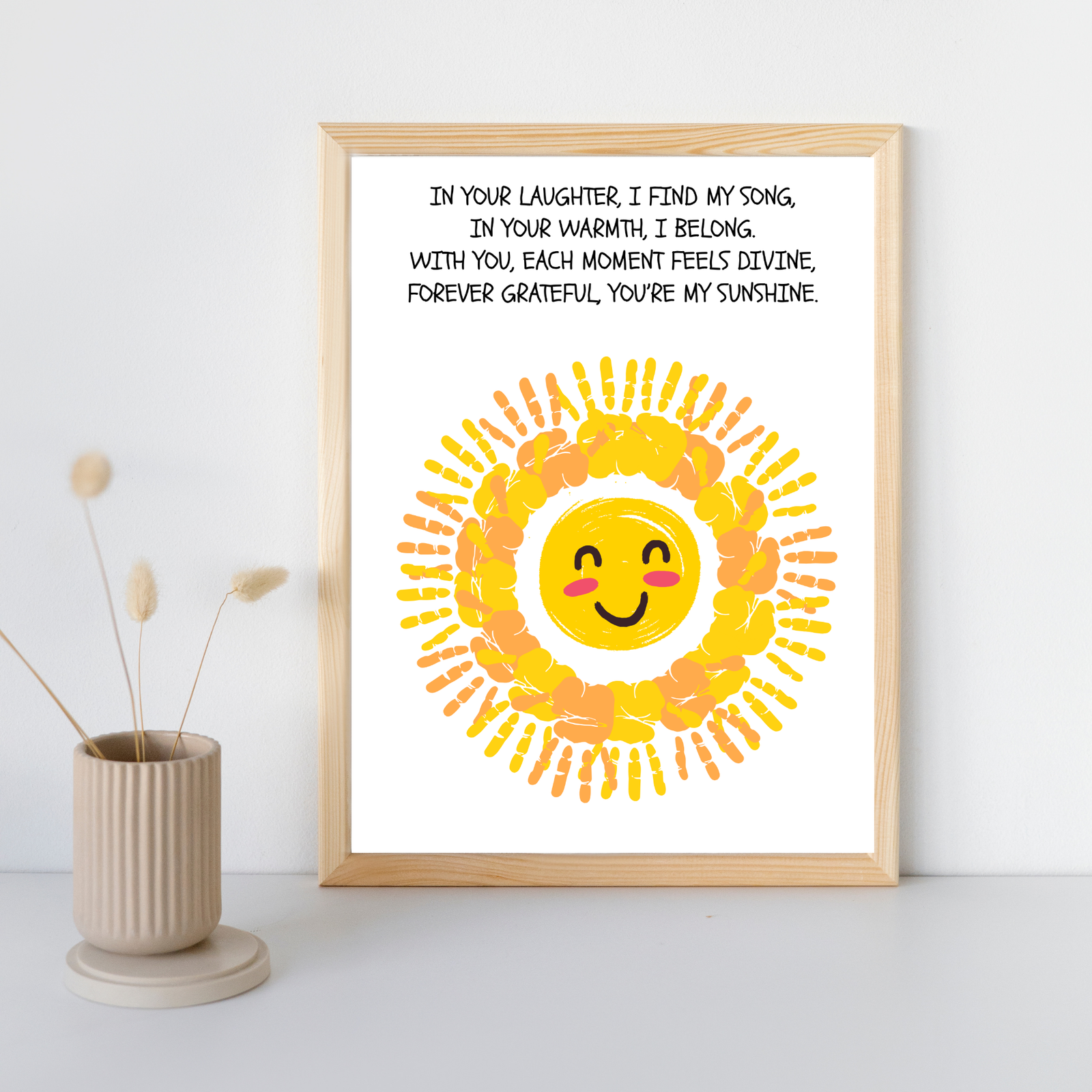 Personalized Blushing Sunshine Handprint Art