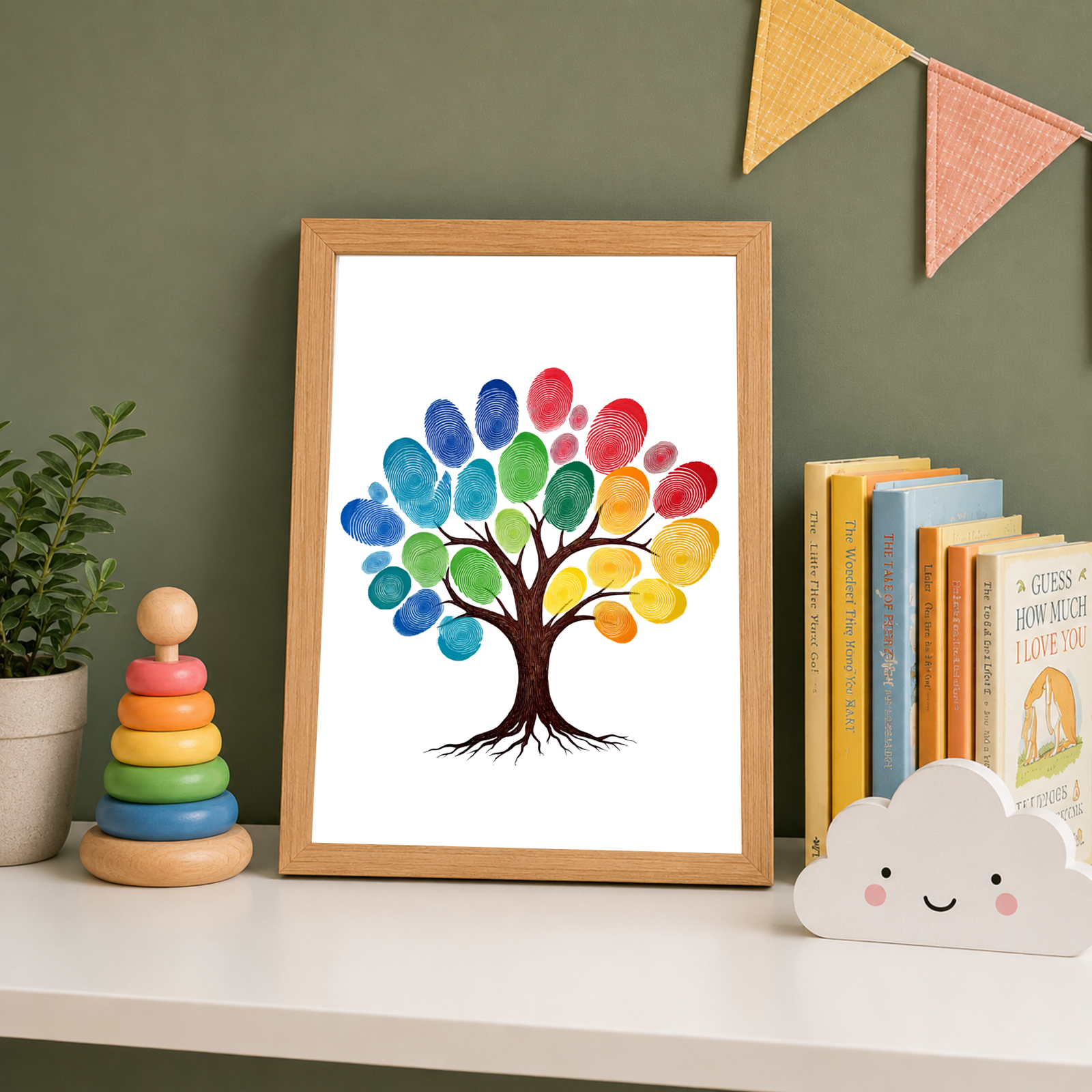 Personalized Colorful Tree Thumbprint Art