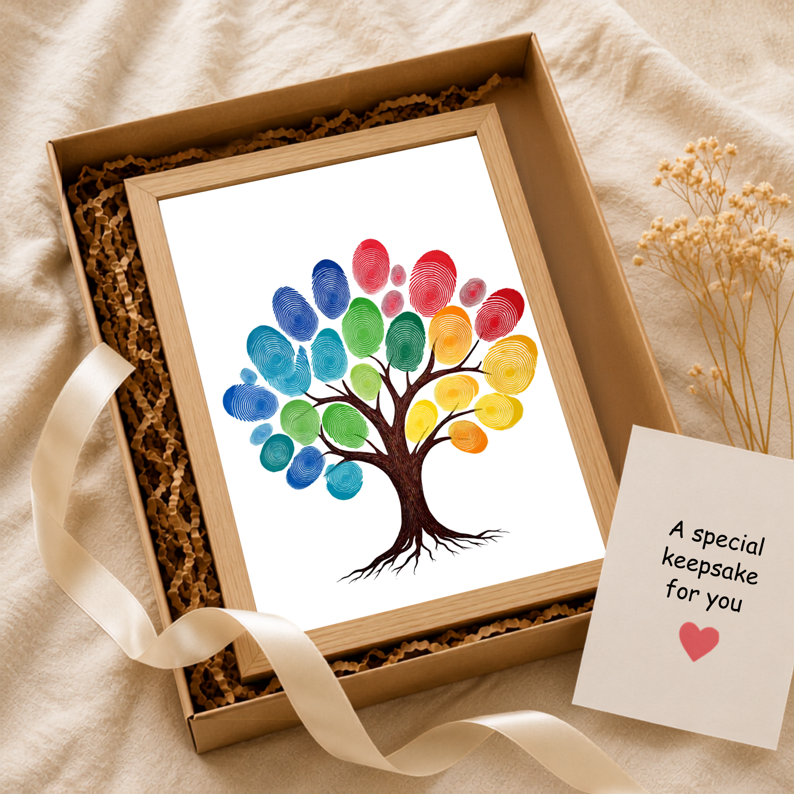 Personalized Colorful Tree Thumbprint Art