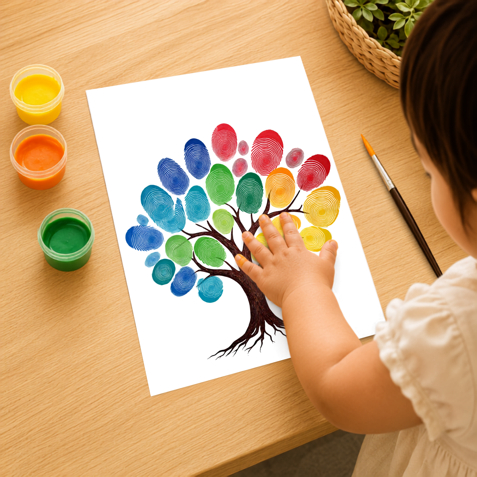 Personalized Colorful Tree Thumbprint Art