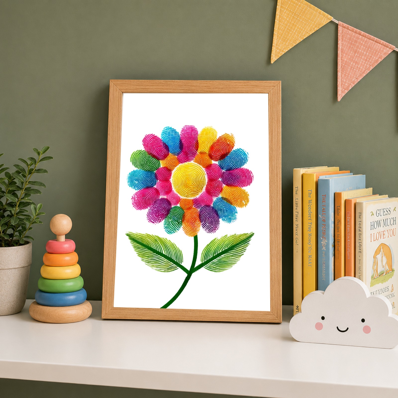 Personalized Colorful Flower Thumbprint Art