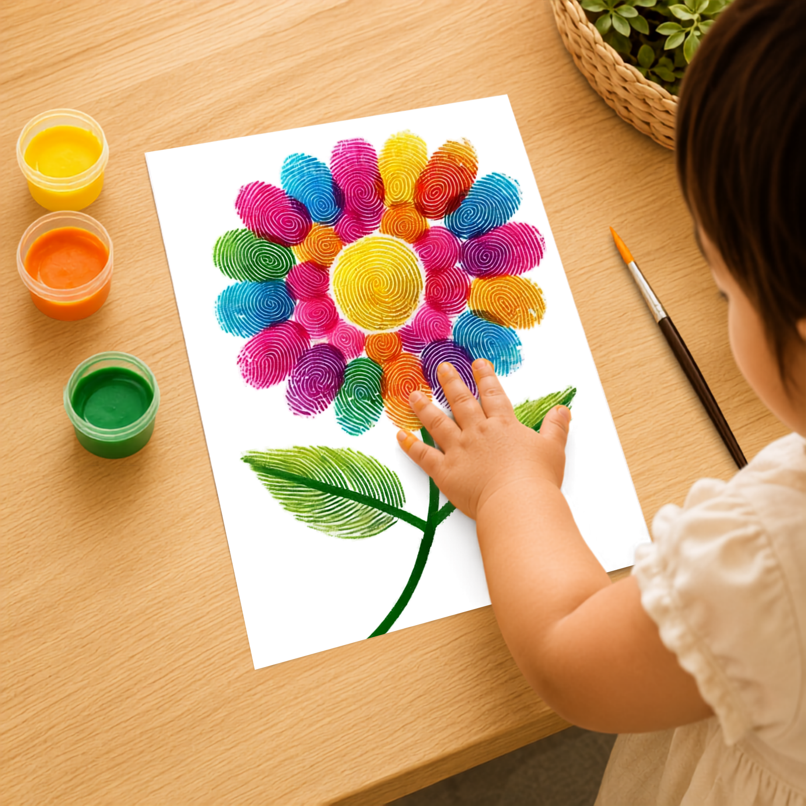 Personalized Colorful Flower Thumbprint Art
