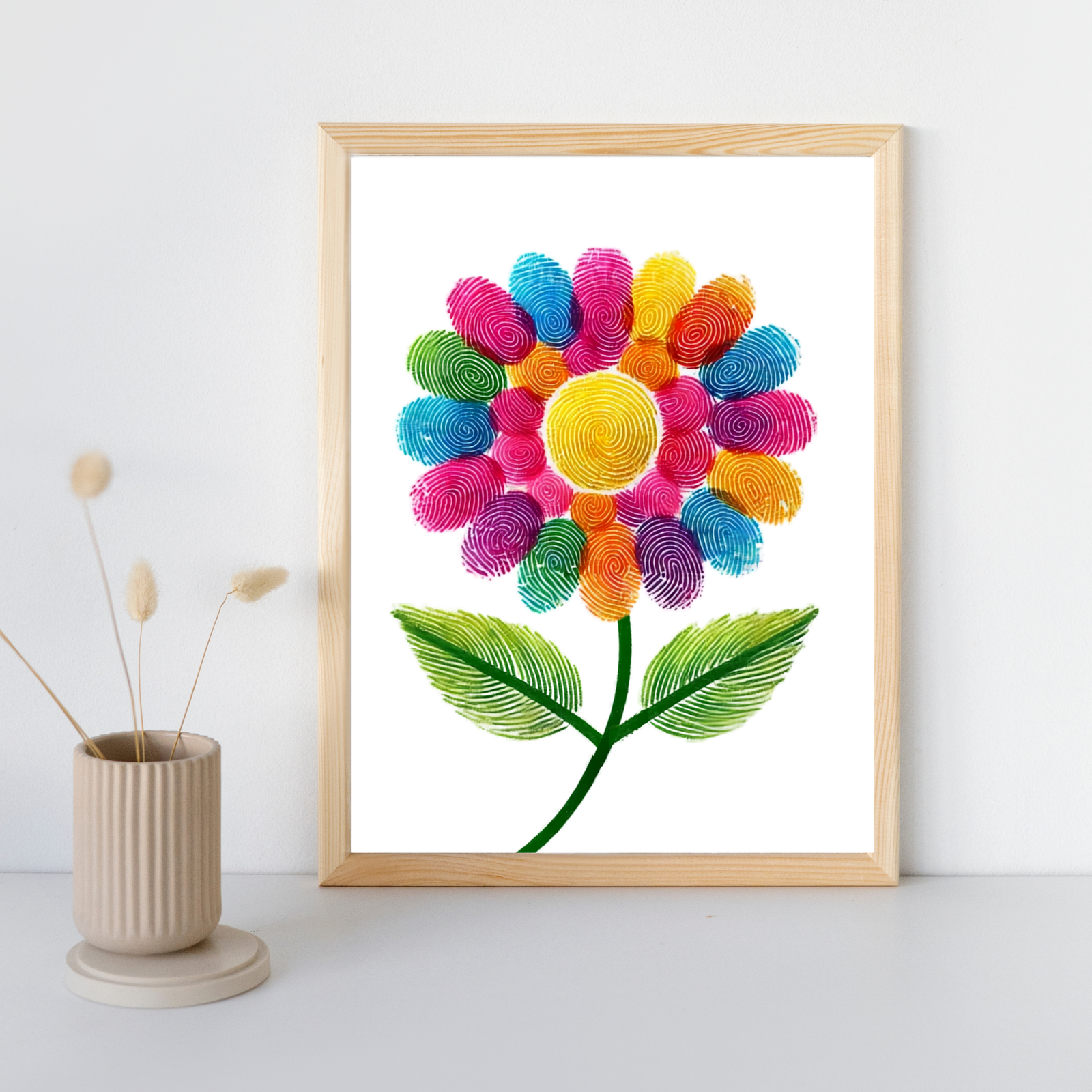 Personalized Colorful Flower Thumbprint Art
