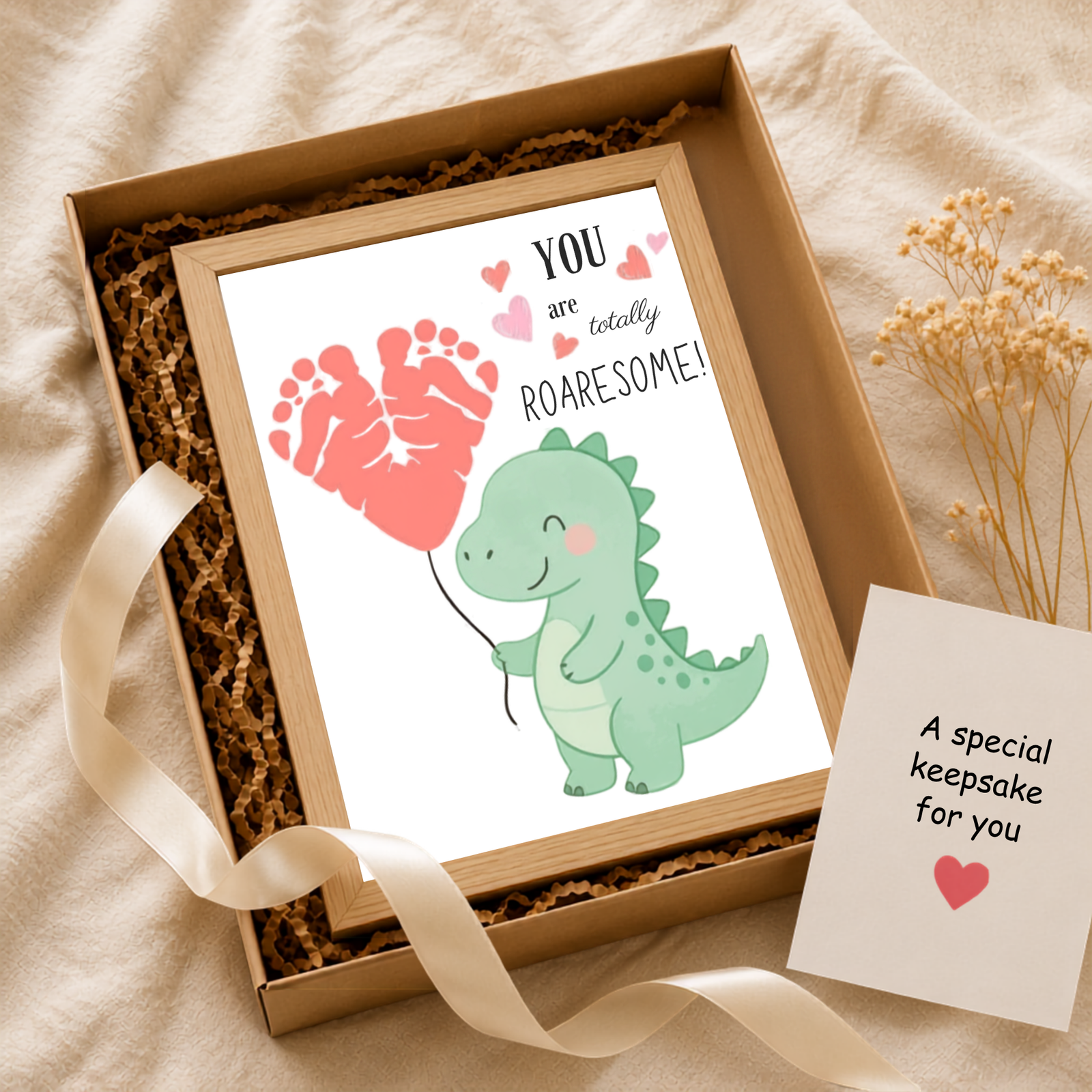 Personalized Cute Dino with Heart Balloon Art