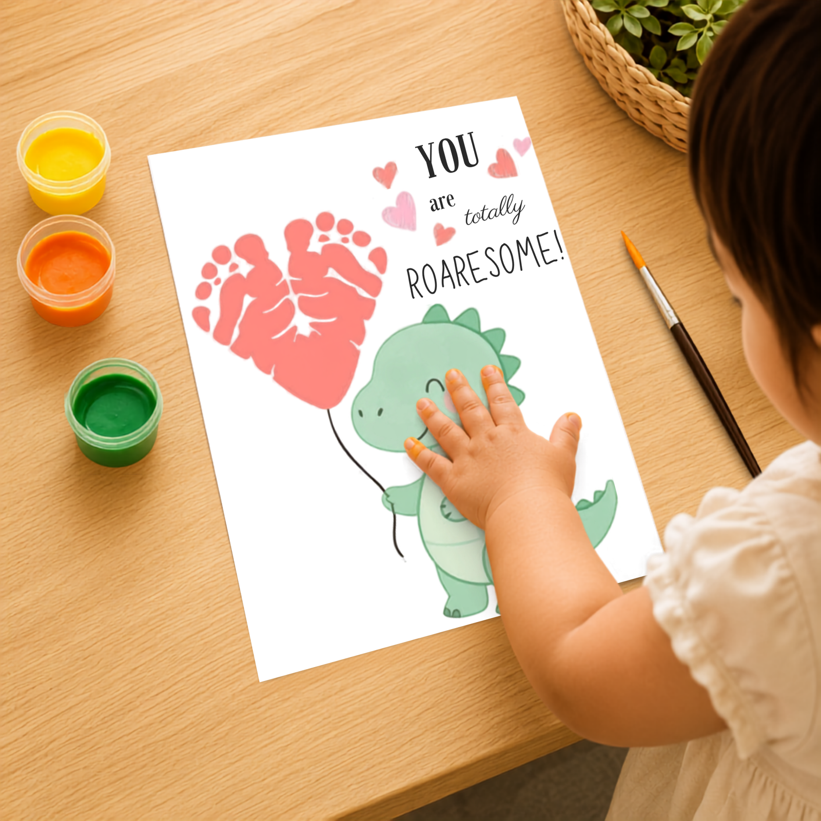 Personalized Cute Dino with Heart Balloon Art