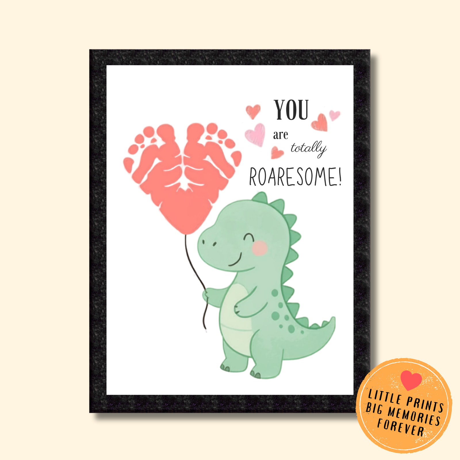 Personalized Cute Dino with Heart Balloon Art