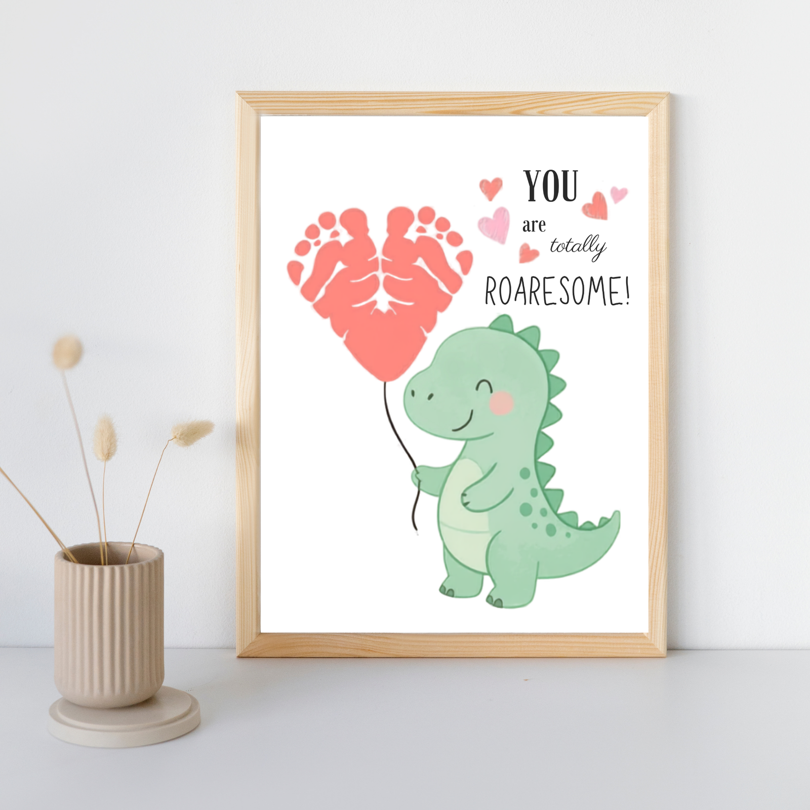 Personalized Cute Dino with Heart Balloon Art