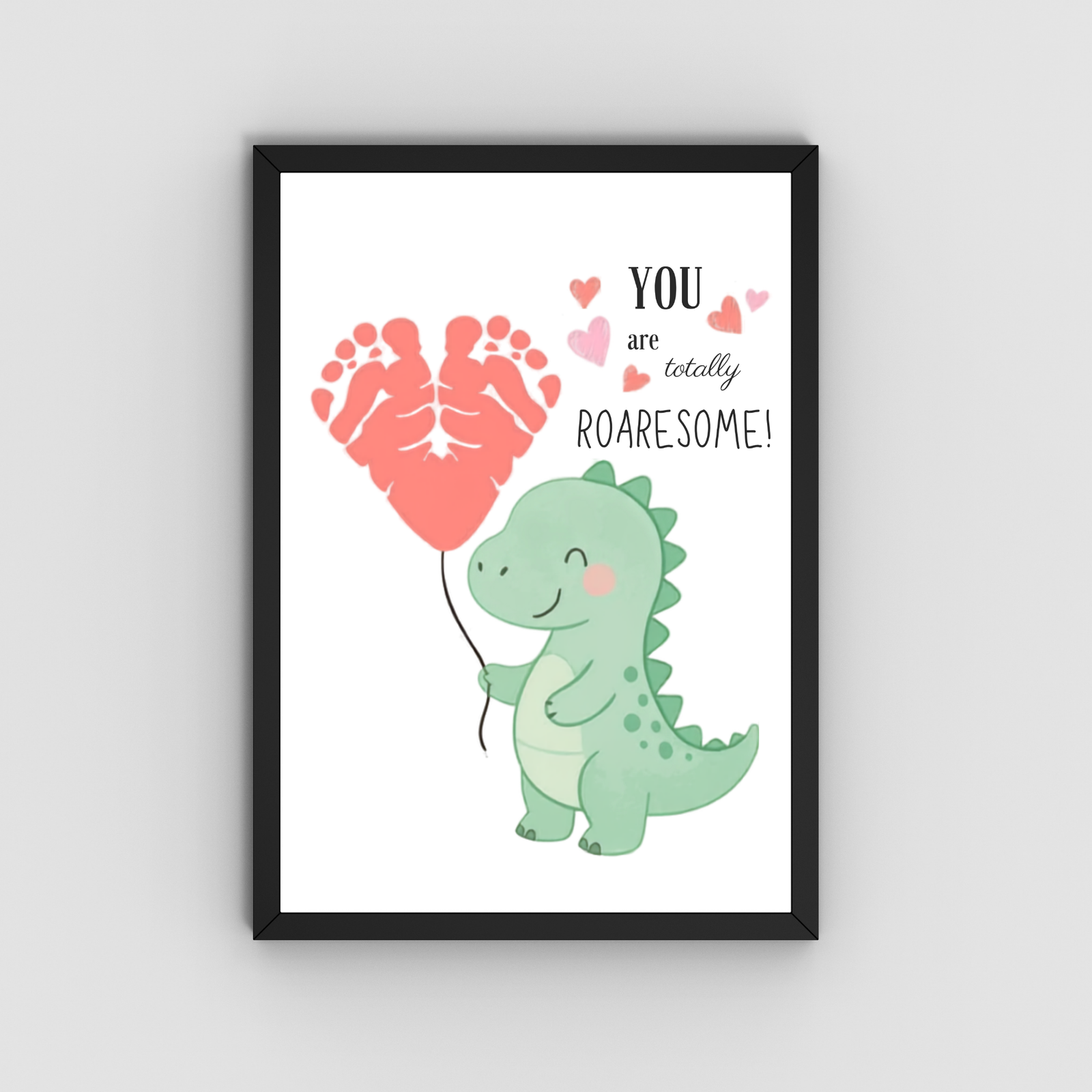 Personalized Cute Dino with Heart Balloon Art