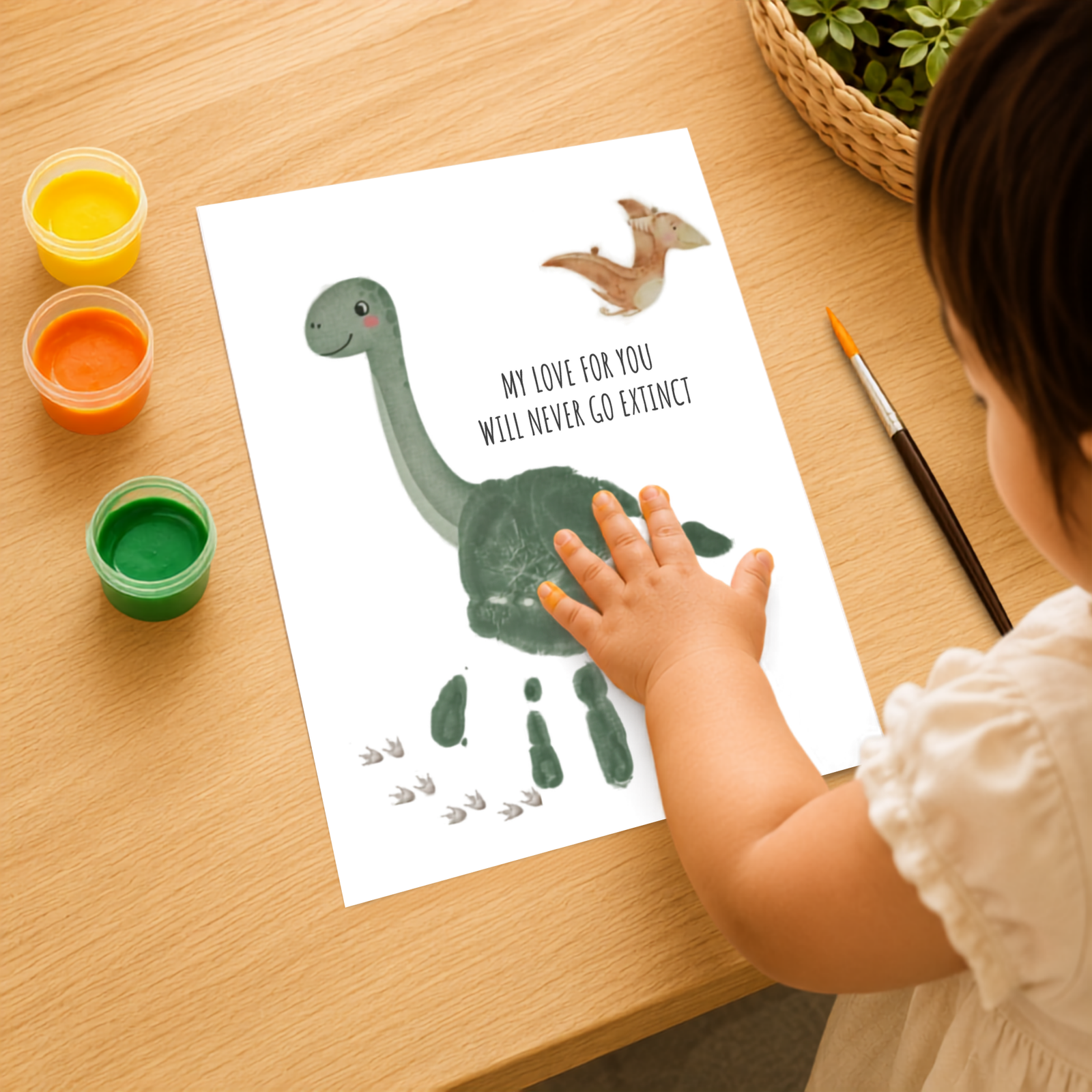 Personalized Dinosaur Handprint Art